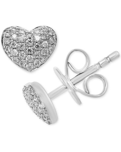 Effy Effy Diamond Pave Heart Stud Earrings (1/5 Ct. T.w. - Metallic