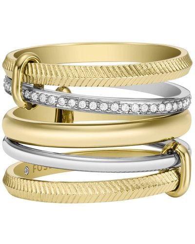 Fossil All Stacked Up Stainless Steel Prestack Ring - Metallic