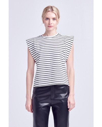 English Factory Stripe Sleeveless T-shirt - White
