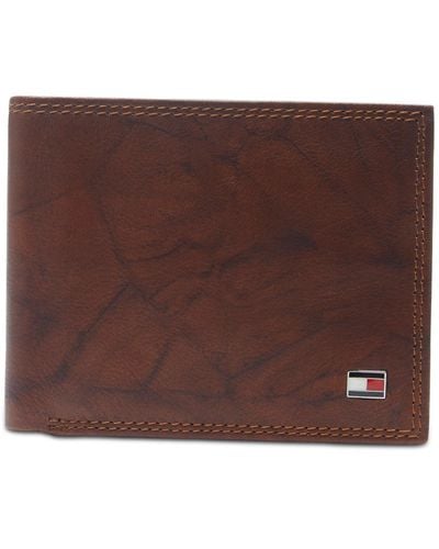 Tommy Hilfiger Traveler Rfid Extra-capacity Bifold Leather Wallet - Brown
