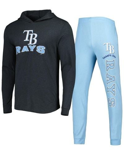 Concepts Sport Heather Light Blue And Heather Charcoal Tampa Bay Rays Meter Hoodie And sweatpants Set