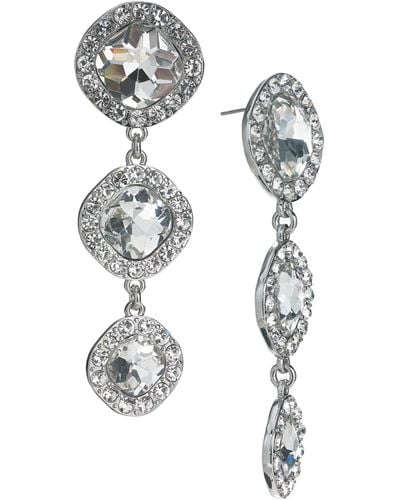 INC International Concepts Round Crystal Triple Drop Earrings - White