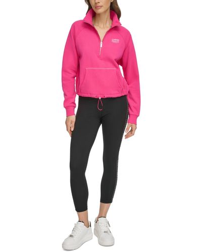 DKNY Sport Glitter-logo Half-zip Sweatshirt - Pink