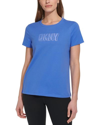 DKNY Sport Cotton Embellished-logo T-shirt - Blue
