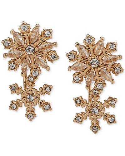 Lonna & Lilly Gold-tone Crystal Snowflake Crawler Earrings - Metallic