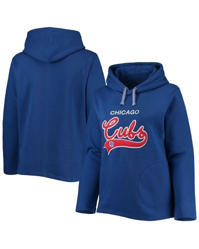 Soft As A Grape Chicago Cubs Plus Size Side Split Pullover Hoodie - Blue
