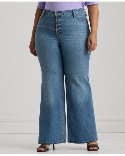 Lauren by Ralph Lauren Plus Size High-rise Flare Jeans - Blue