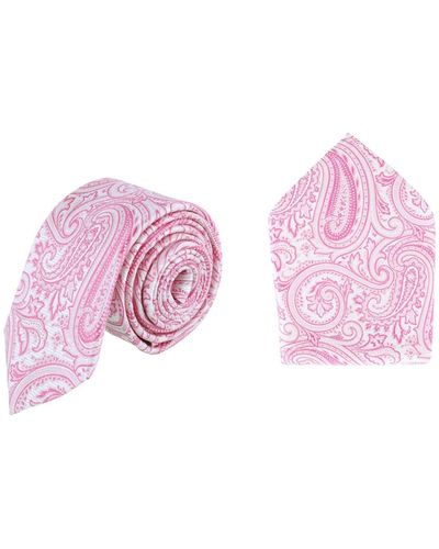 Trafalgar Sobee Paisley Silk Necktie And Pocket Square - Pink