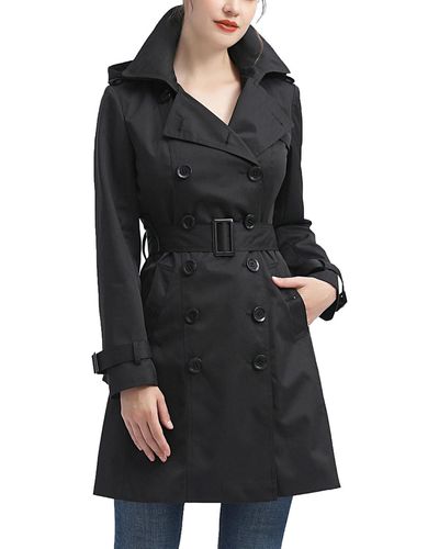 Kimi + Kai Adley Water Resistant Hooded Trench Coat - Black
