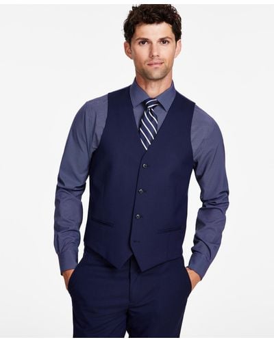 Alfani Slim-fit Stretch Solid Suit Vest - Blue