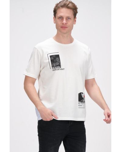 Ron Tomson Modern Print Fitted Important T-shirt - White