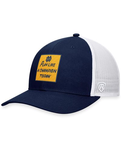 Top Of The World Navy/white Notre Dame Fighting Irish Play Like A Champion Today Patch Trucker Adjustable Hat - Blue