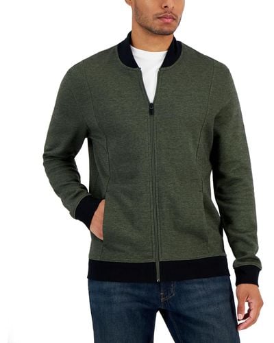 Alfani Zip-front Sweater Jacket - Green