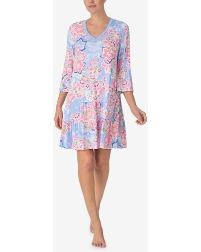 Ellen Tracy 3/4 Bell Sleeve Tunic Short Gown - Multicolor