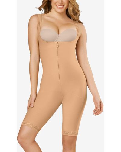 Leonisa Slimming Open Bust Faja Body Shaper With Thighs Slimmer - Natural