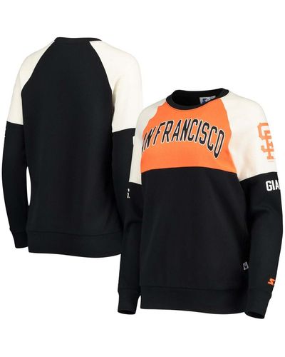 Starter San Francisco Giants Baseline Raglan Historic Logo Pullover Sweatshirt - Black