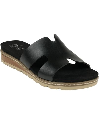 Gc Shoes Nellie Cut Out Slide Flat Sandals - Black