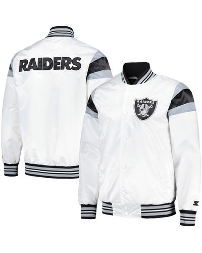 Starter Las Vegas Raiders Satin Full-snap Varsity Jacket - White