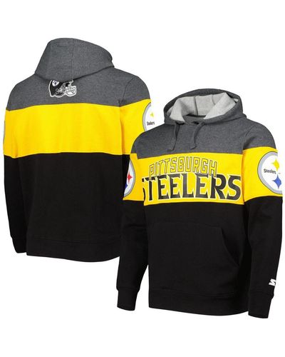 Men's Starter Black Pittsburgh Steelers Locker Room Throwback End Zone Pullover Sweatshirt Size: Large