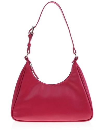 Joanna Maxham Leather Prism Hobo Bag ( Dark Pink) - Red