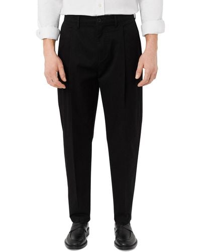 Frank And Oak Relaxed-fit Pleated Tapered Chinos - Black