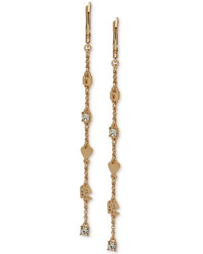 Karl Lagerfeld Gold-tone Crystal Mini Charm Linear Earrings - Metallic