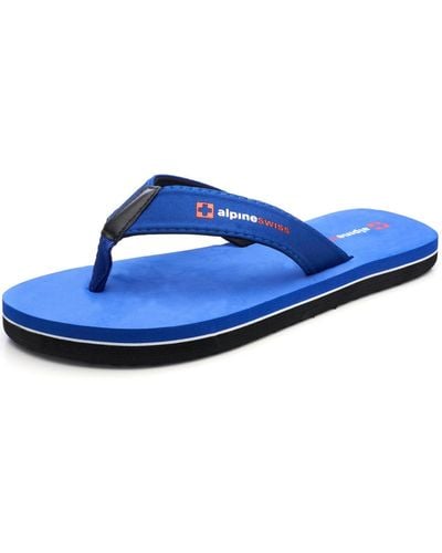 Alpine Swiss Flip Flops Beach Sandals Eva Sole Lightweight Comfort Thongs - Blue