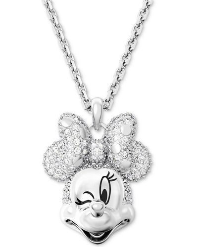 Swarovski Tone Disney Minnie Mouse Crystal Pendant Necklace - Metallic