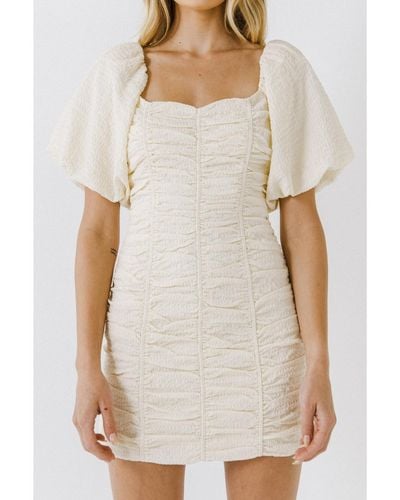 Endless Rose Textured Off-the-shoulder Dress - White