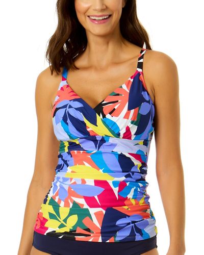 Anne Cole Printed Underwire Tankini Top - Blue