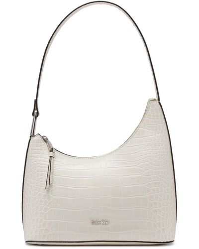 Calvin Klein Holly Asymmetrical Top Zipper Shoulder Bag - Gray