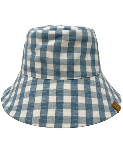 Cole Haan Gingham Reversible Bucket Hat - Blue