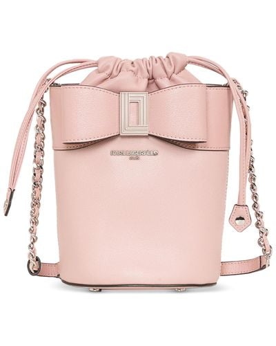 Karl Lagerfeld Ikons Leather Small Bucket Bag - Pink