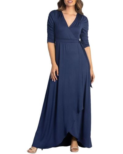 Kiyonna Meadow Dream Maxi Wrap Dress - Blue