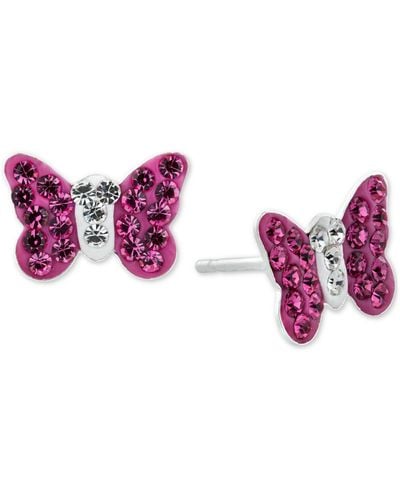 Giani Bernini Crystal Pave Butterfly Stud Earrings - Purple