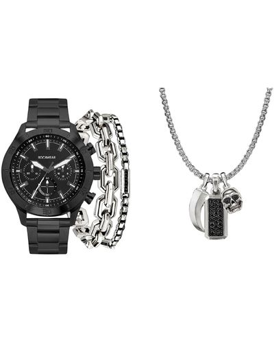 Rocawear Shiny Metal Bracelet Watch 49mm Set - Black
