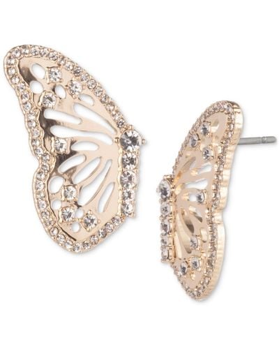 Marchesa Gold-tone Crystal Butterfly Left-right Drop Earrings - Natural