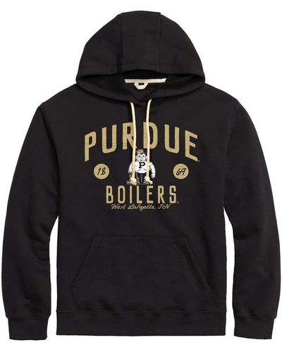 League Collegiate Wear Distressed Purdue Boilermakers Bendy Arch Essential Pullover Hoodie - Black