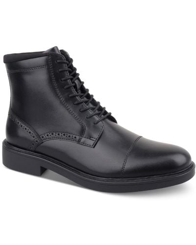 Alfani Elroy Lace-up Cap-toe Boots - Black