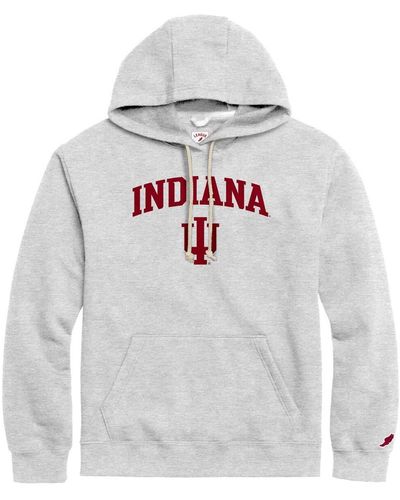 League Collegiate Wear Distressed Indiana Hoosiers Tall Arch Essential Pullover Hoodie - Gray