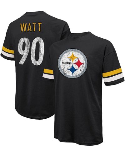 Majestic Threads T.j. Watt Distressed Pittsburgh Steelers Name And Number Oversize Fit T-shirt - Black