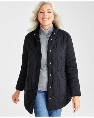 Style & Co. Reversible Long-sleeves Sherpa Jacket - Black