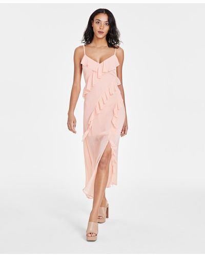 BarIII Sleeveless Ruffled Maxi Dress - Pink