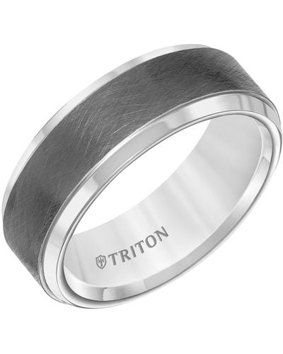 Triton Crystalline Finish Tungsten Comfort Fit Wedding Band - Gray