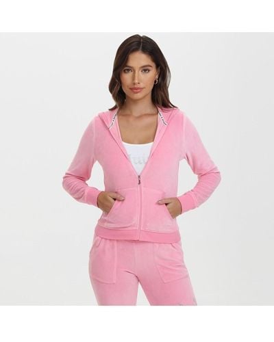Juicy Couture Classic Cotton Velour Hoodie - Pink
