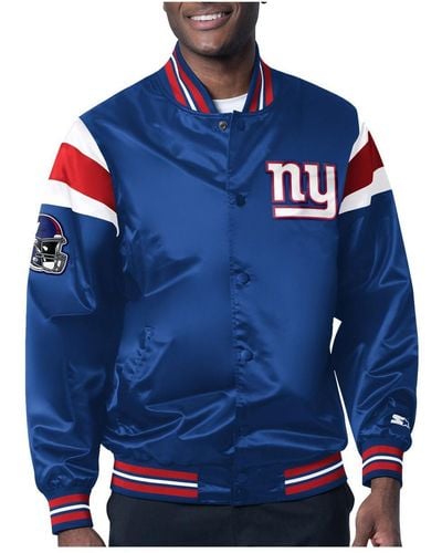 Starter New York Giants Satin Full-snap Varsity Jacket - Blue