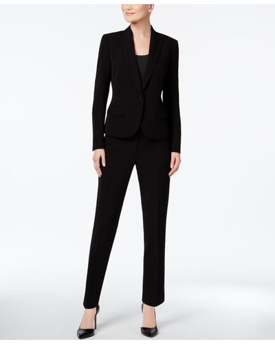 Anne Klein Missy & Petite Executive Collection Single-button Pantsuit - Black
