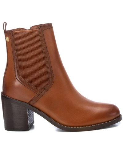 Xti Leather Booties Carmela By - Brown