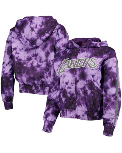 Mitchell & Ness Los Angeles Lakers Galaxy Sublimated Windbreaker Pullover Full-zip Hoodie Jacket - Purple