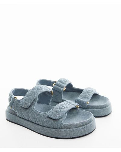 Mango Padded Denim Sandals - Blue
